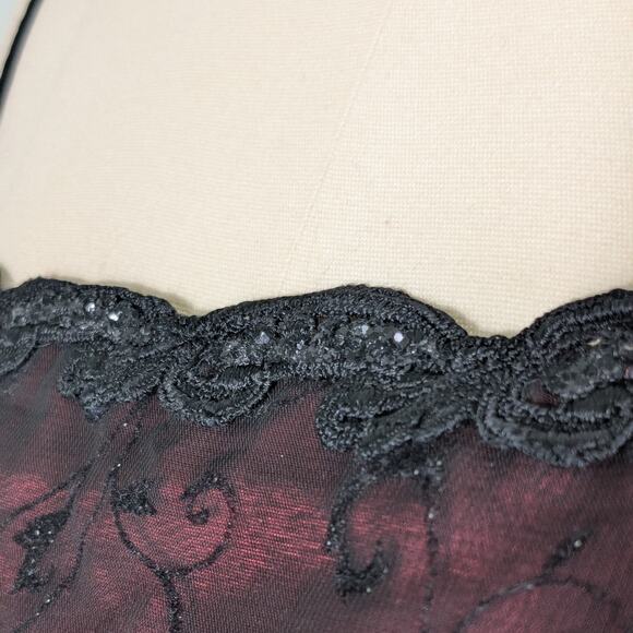 Vintage Betsy Adam Prom Dress Maxi Gown 14 Red Black Goth Y2K Whimsigoth 90s - Picture 7 of 14